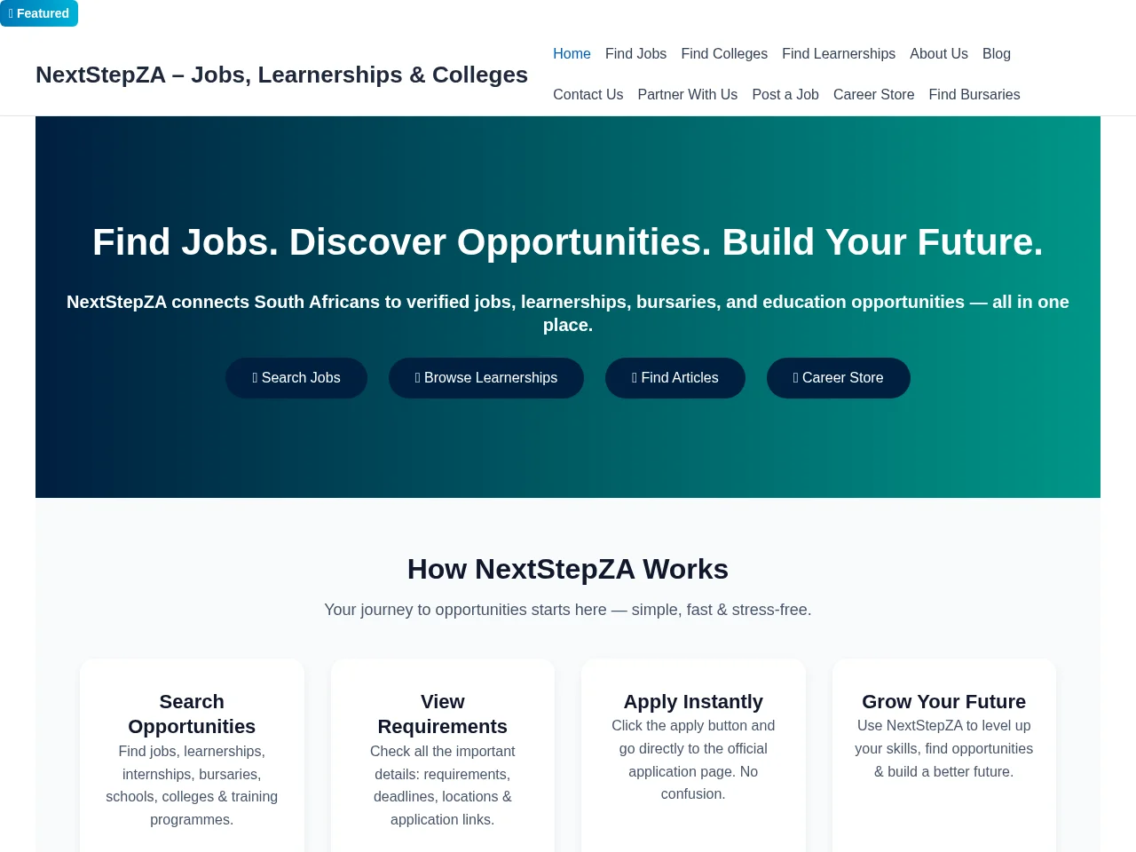 NextStepZA screenshot NextStepZA job board platform screenshot showing job search interface