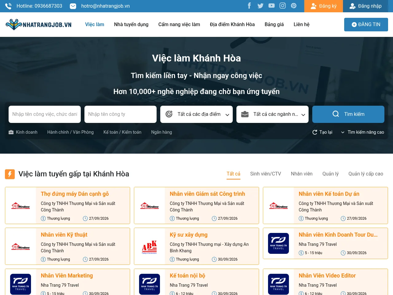 NhatRangJob.vn screenshot NhatRangJob.vn job board platform screenshot showing job search interface