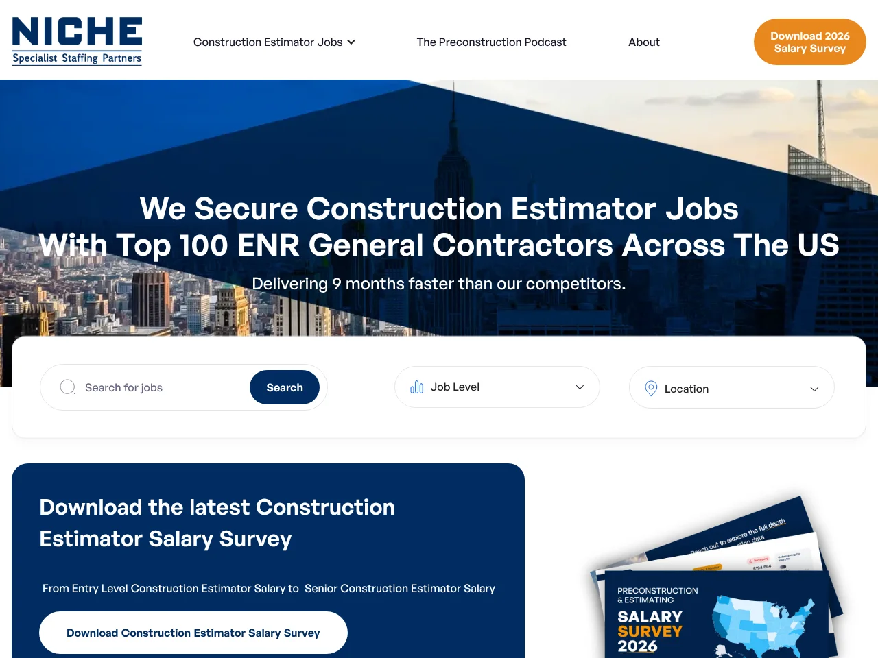 NICHE SSP job board platform screenshot showing job search interface