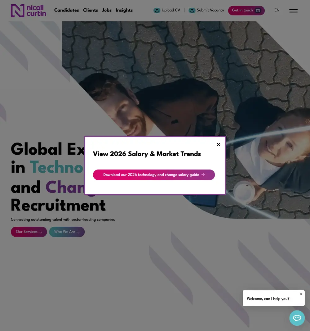 Nicoll Curtin job board platform screenshot showing job search interface