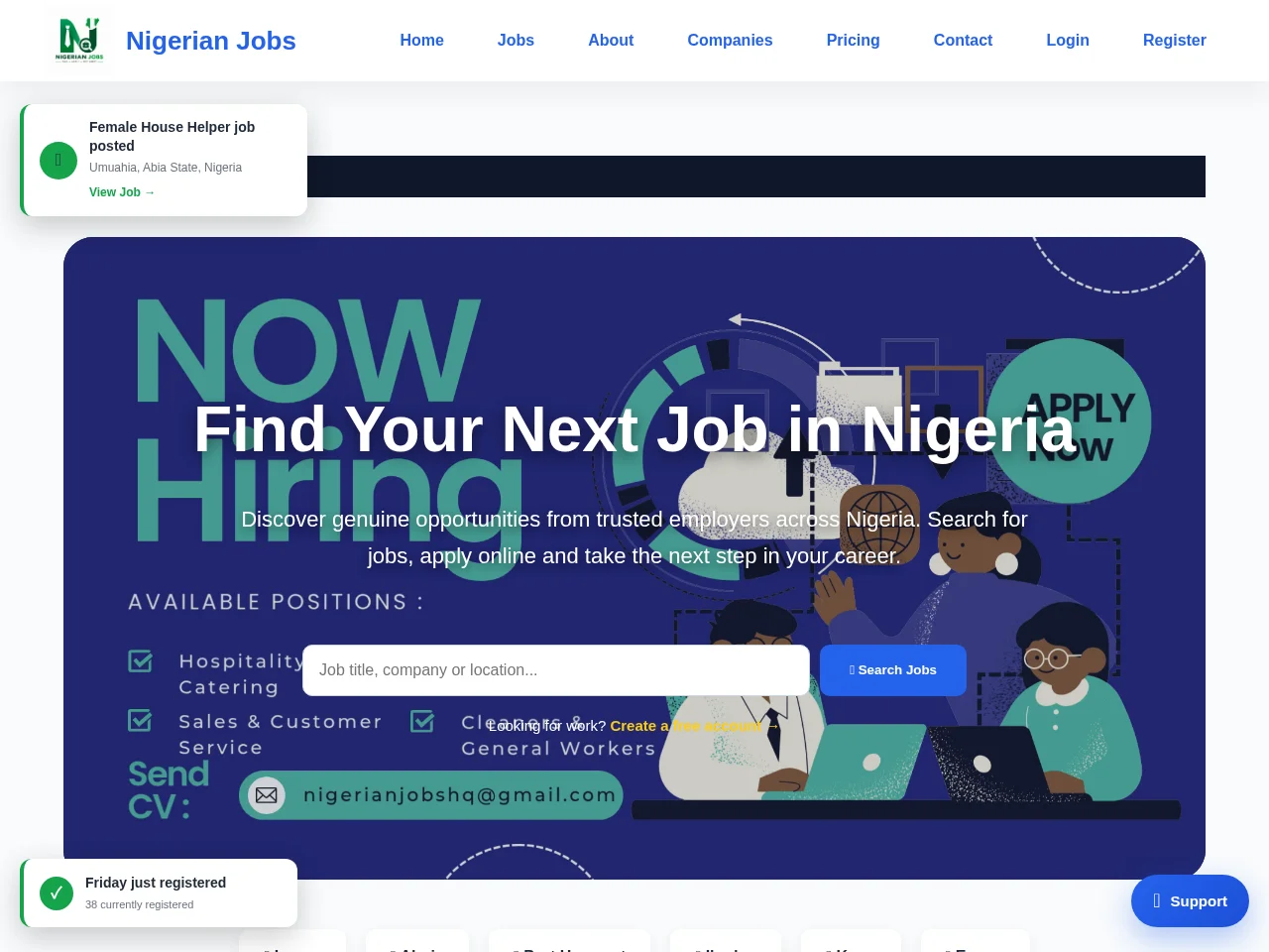 Nigerian Jobs screenshot Nigerian Jobs job board platform screenshot showing job search interface