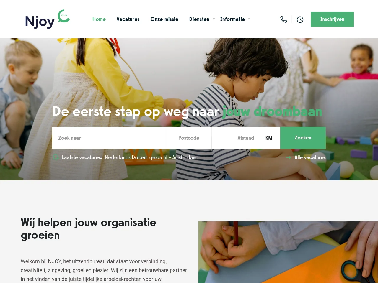 NJOY job board platform screenshot showing job search interface