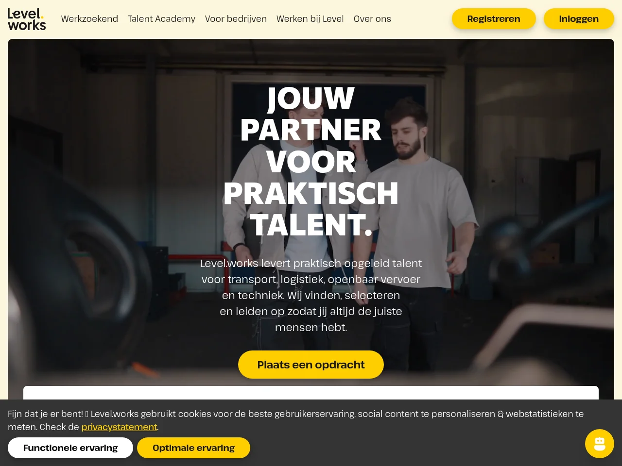 Level.works job board platform screenshot showing job search interface