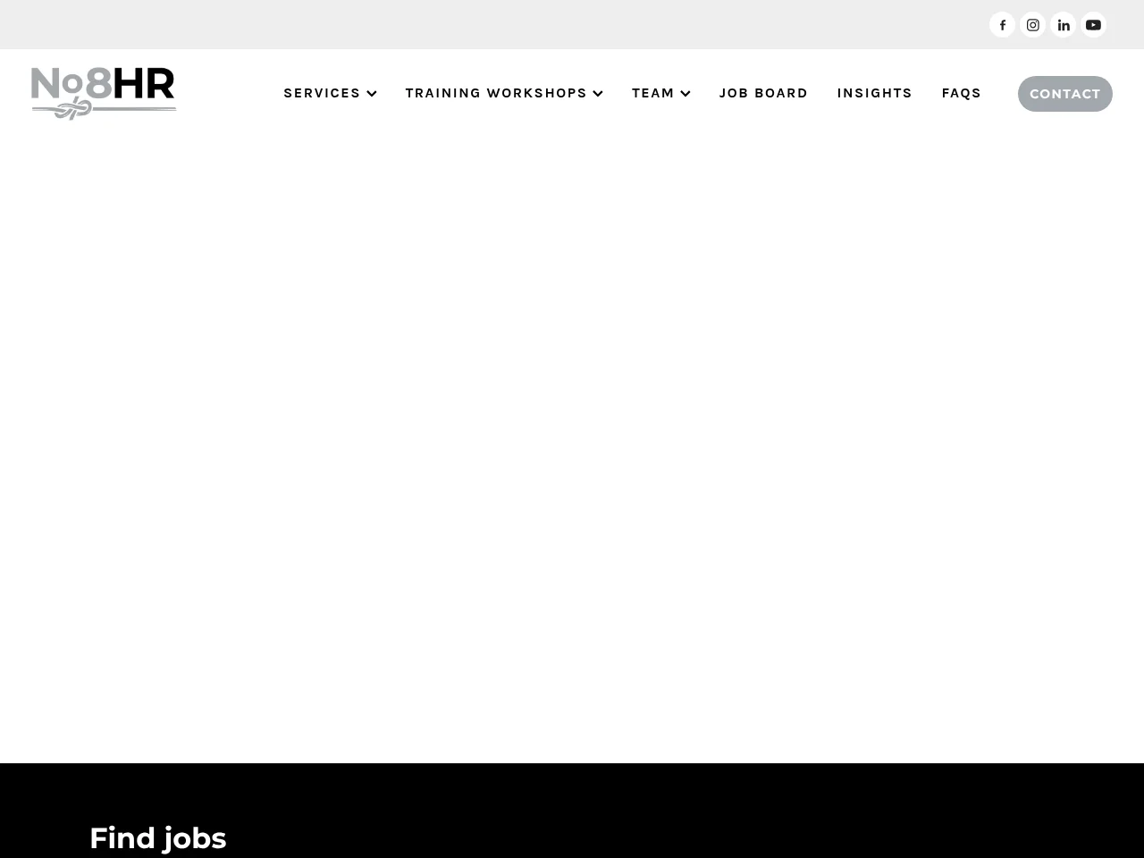 No8HR job board platform screenshot showing job search interface