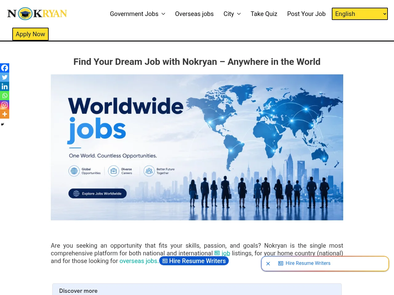 Nokryan job board platform screenshot showing job search interface