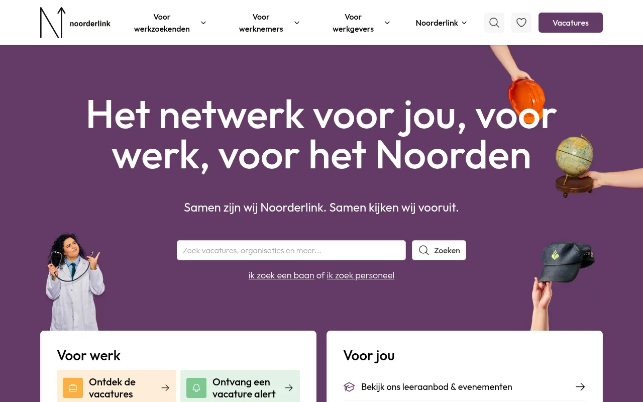 Noorderlink job board platform screenshot showing job search interface