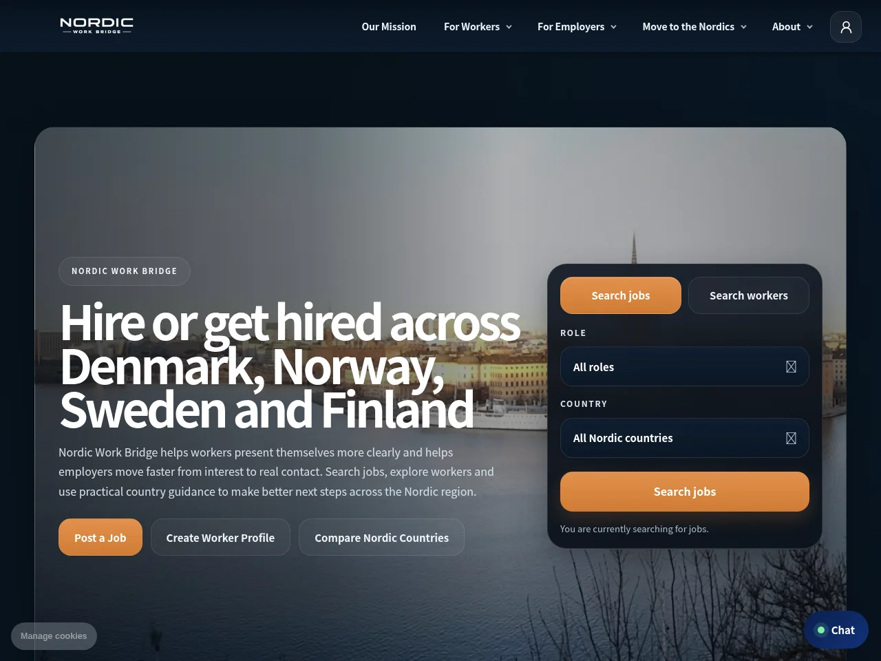 Nordic Work Bridge screenshot Nordic Work Bridge job board platform screenshot showing job search interface
