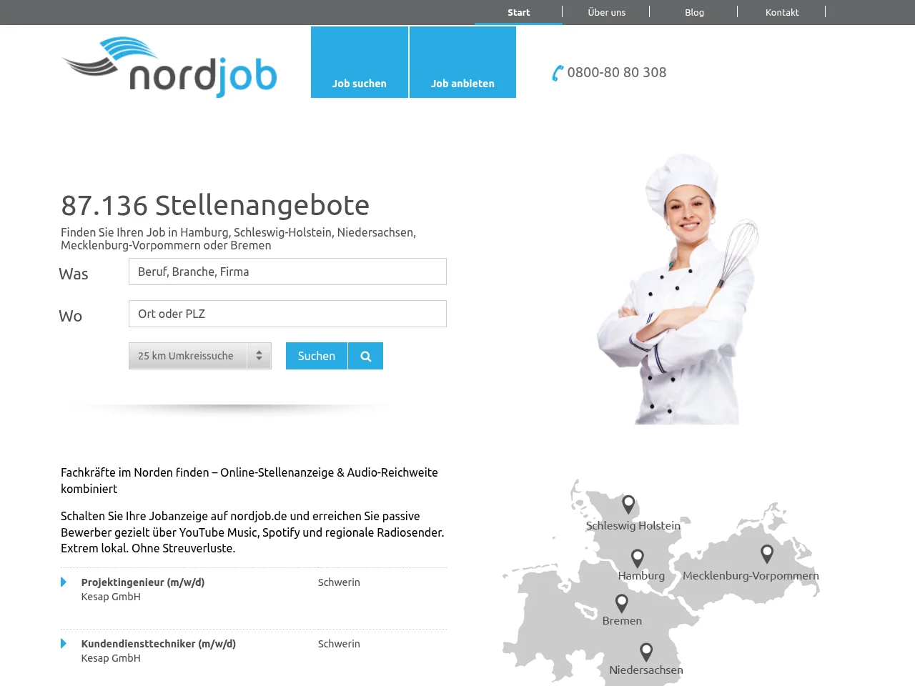 nordjob.de screenshot nordjob.de job board platform screenshot showing job search interface