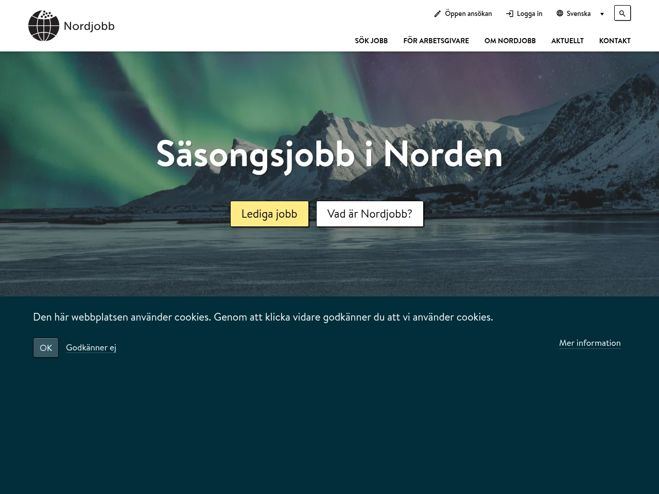 Nordjobb job board platform screenshot showing job search interface