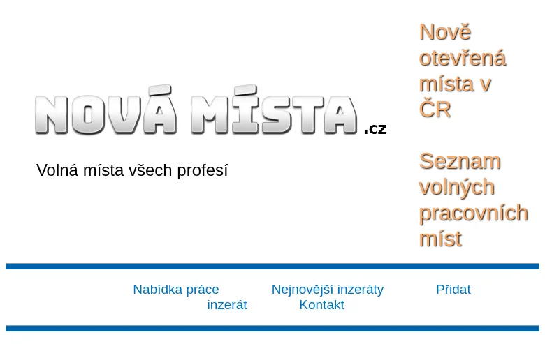 Nová místa screenshot Nová místa job board platform screenshot showing job search interface