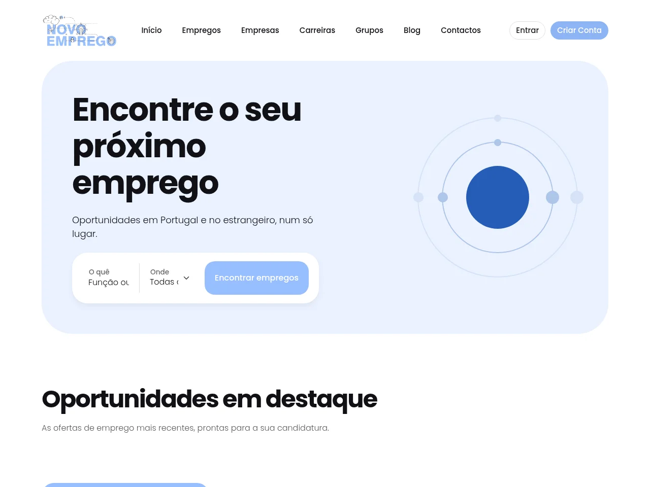 Novo Emprego website screenshot