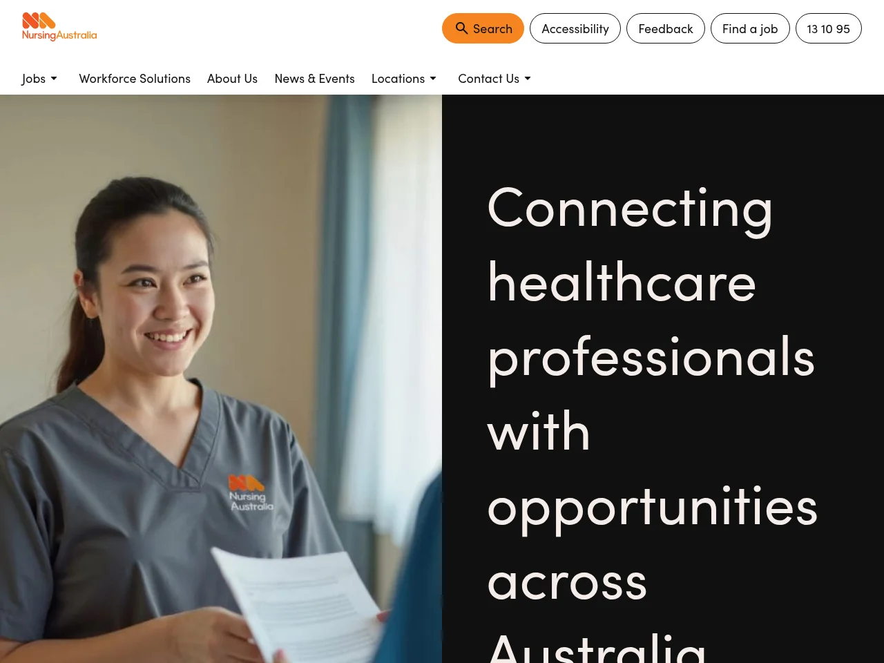 Nursing Australia job board platform screenshot showing job search interface