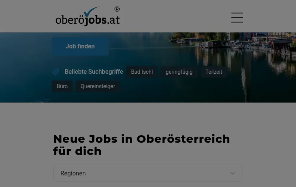 oberoejobs.at job board platform screenshot showing job search interface