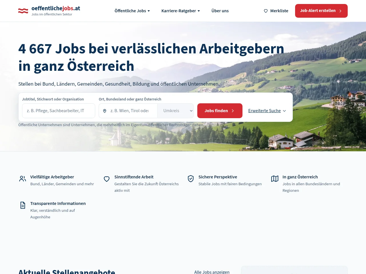 oeffentlichejobs.at website screenshot