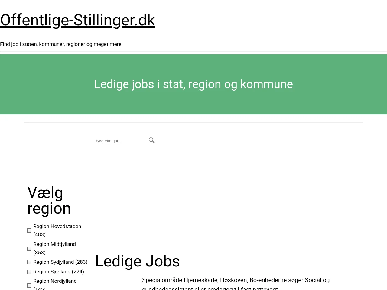 Offentlige-Stillinger.dk screenshot Offentlige-Stillinger.dk job board platform screenshot showing job search interface