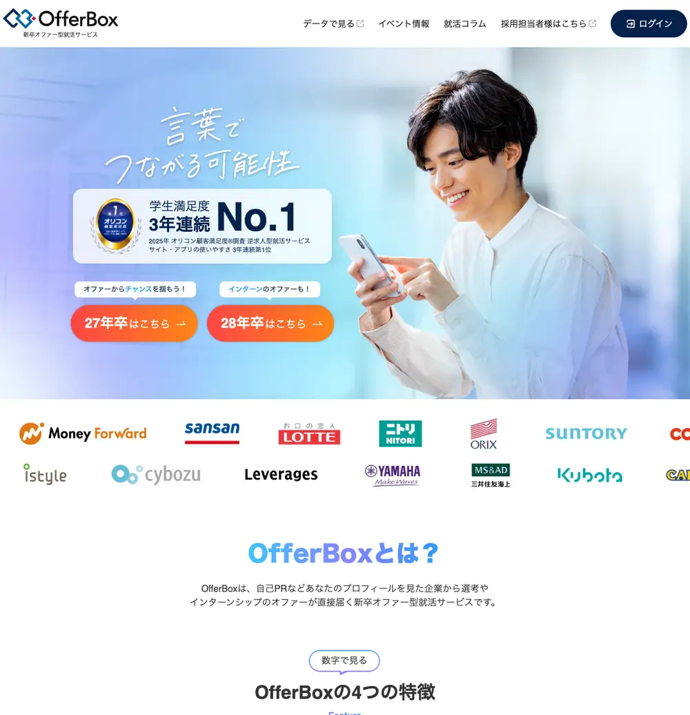 OfferBox job board platform screenshot showing job search interface