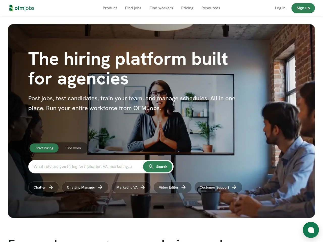OFM Jobs job board platform screenshot showing job search interface