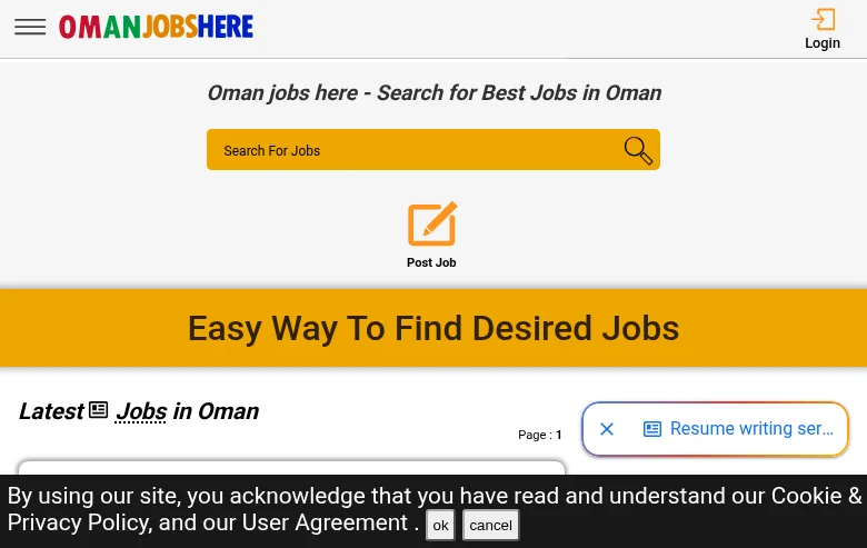 Oman Jobs Here screenshot Oman Jobs Here job board platform screenshot showing job search interface