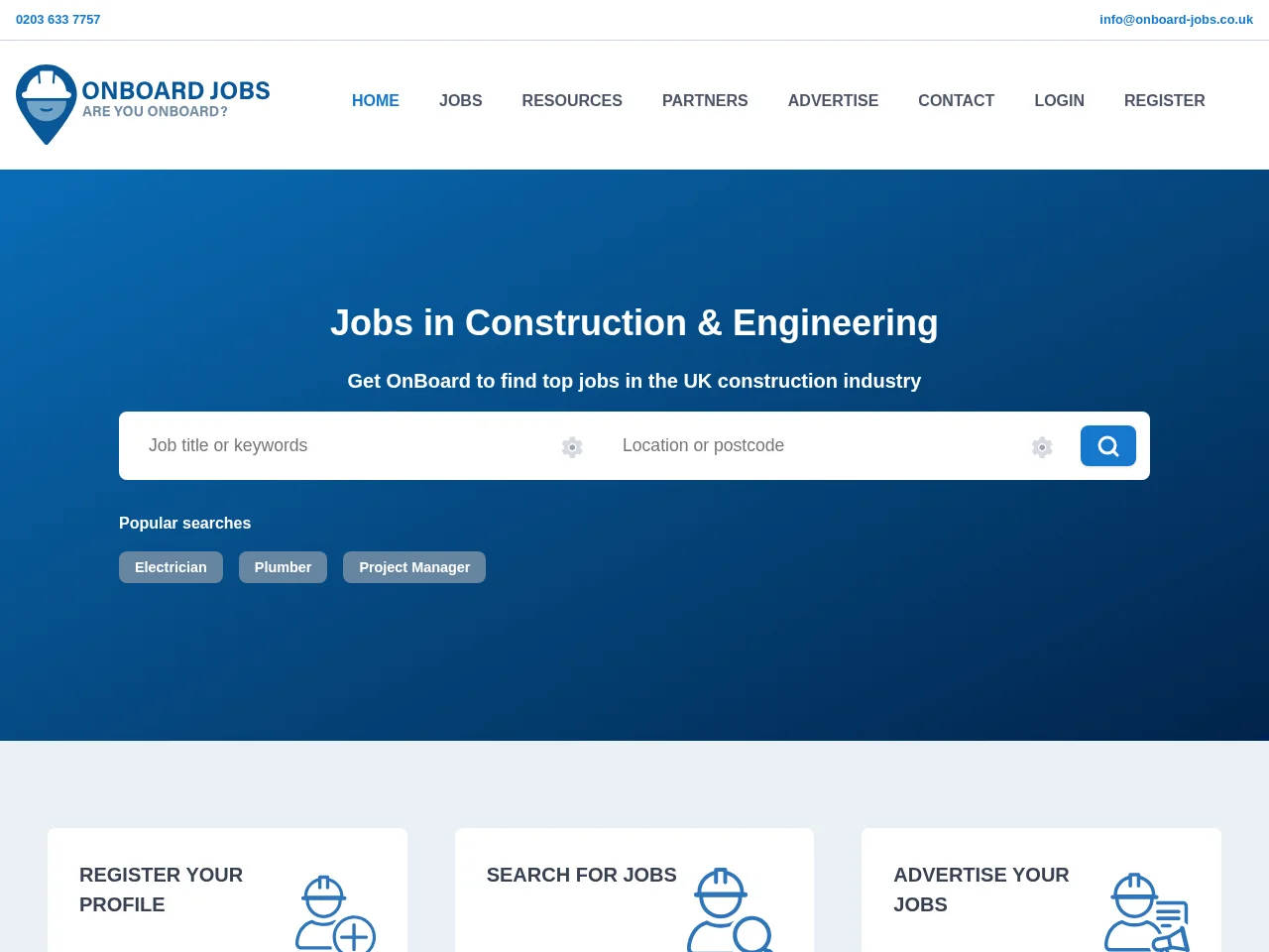 OnBoard Jobs job board platform screenshot showing job search interface