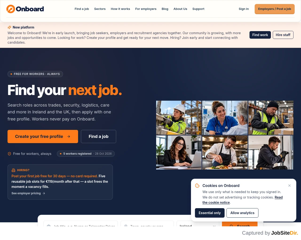 Onboard screenshot Onboard website screenshot