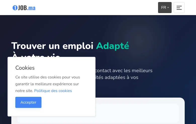 OneJob.ma job board platform screenshot showing job search interface