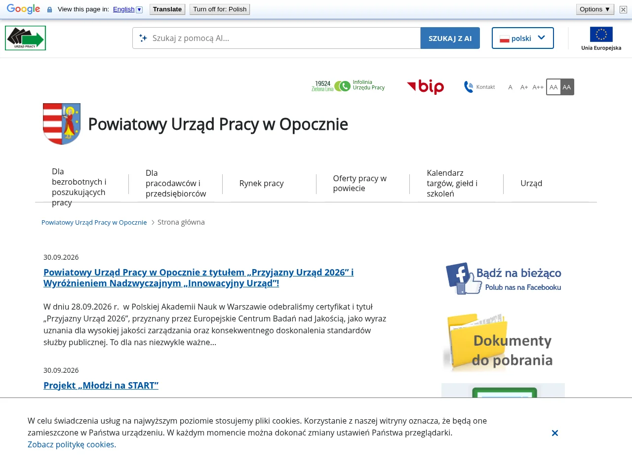 Powiatowy Urząd Pracy w Opocznie screenshot Powiatowy Urząd Pracy w Opocznie job board platform screenshot showing job search interface