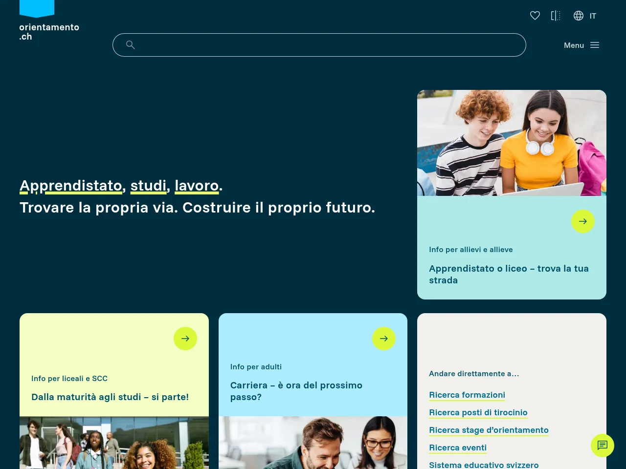 orientamento.ch screenshot orientamento.ch job board platform screenshot showing job search interface