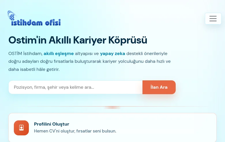 OSTİM İstihdam Ofisi job board platform screenshot showing job search interface