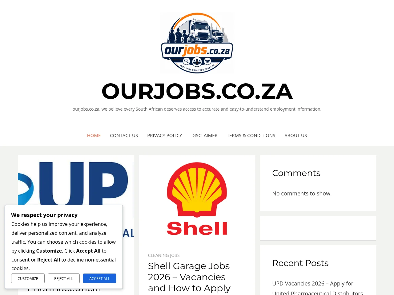ourjobs.co.za screenshot ourjobs.co.za job board platform screenshot showing job search interface