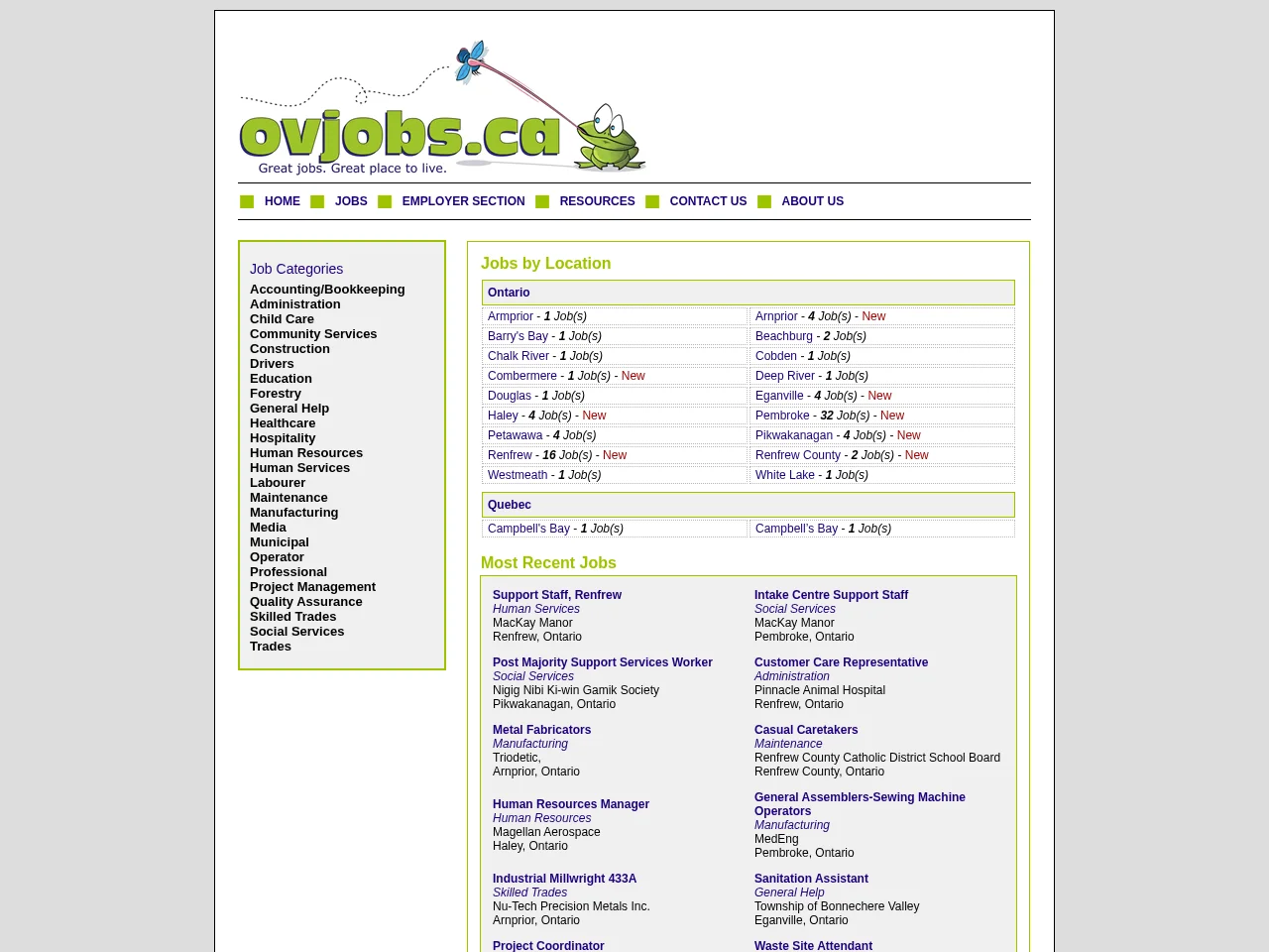 OVjobs screenshot OVjobs job board platform screenshot showing job search interface