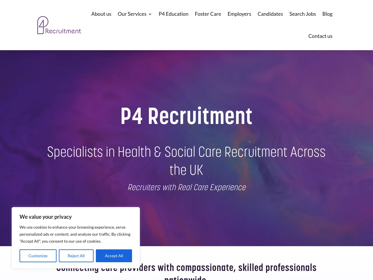 P4 Recruitment screenshot P4 Recruitment website screenshot