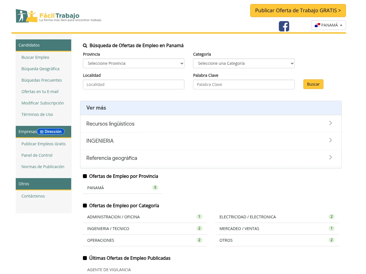 Facil Trabajo screenshot Facil Trabajo job board platform screenshot showing job search interface