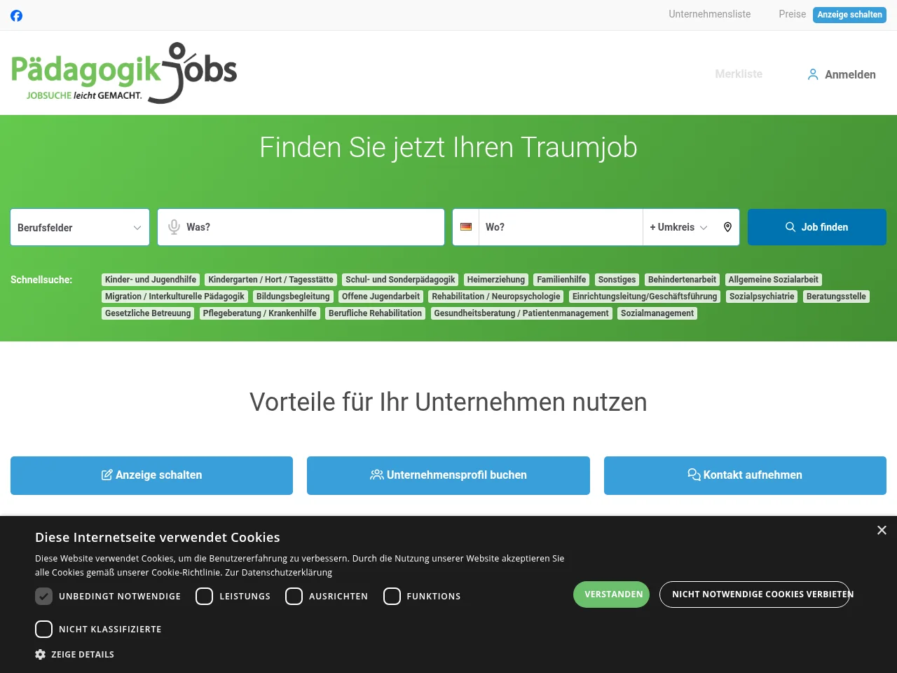Paedagogik-Jobs screenshot Paedagogik-Jobs job board platform screenshot showing job search interface