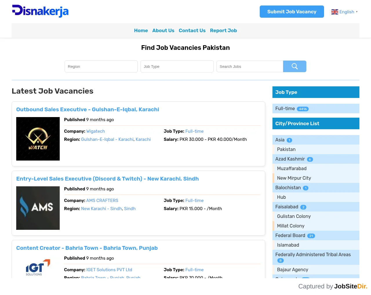 Disnakerja Pakistan screenshot Disnakerja Pakistan website screenshot