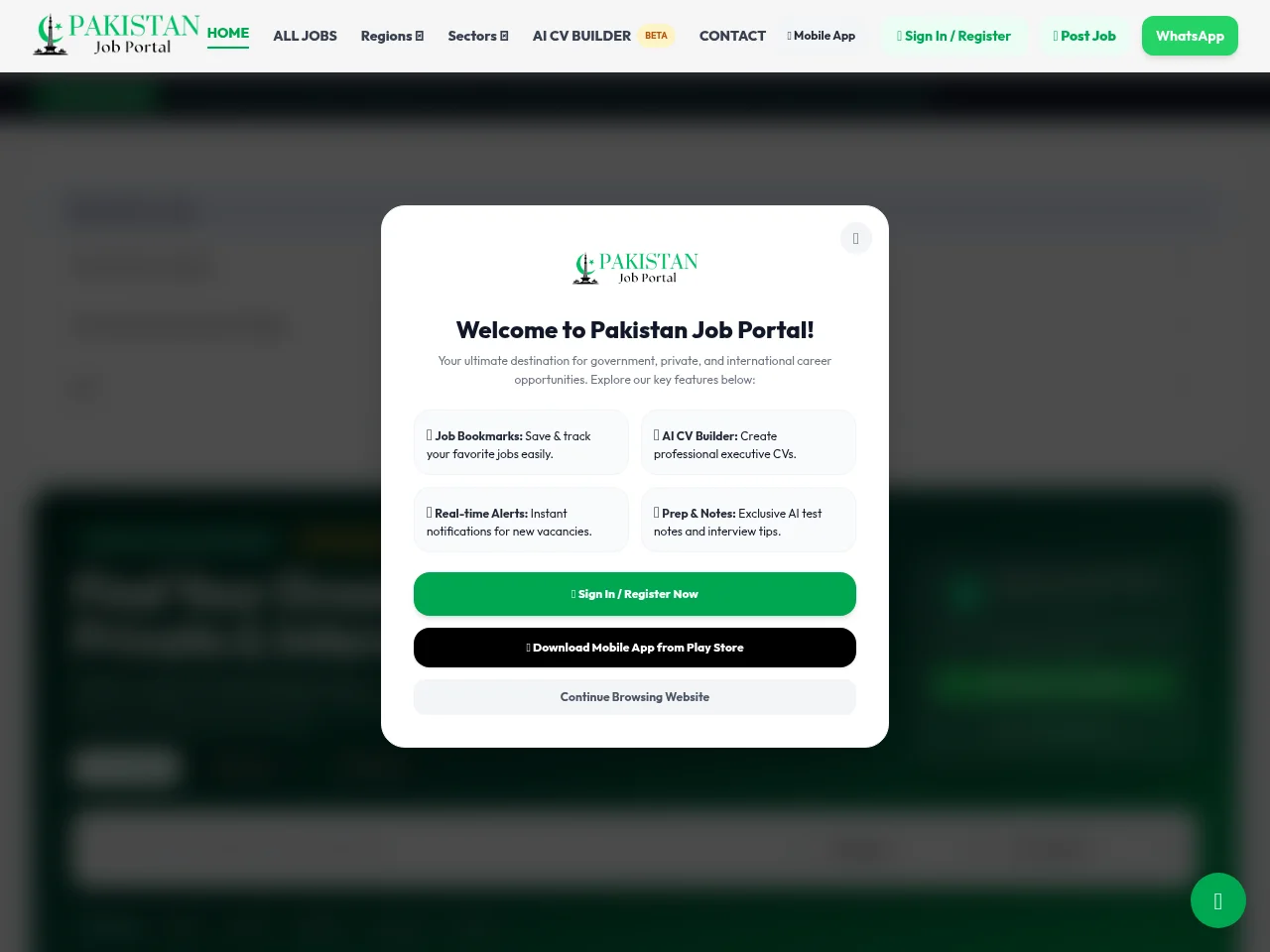 Pakistan Job Portal job board platform screenshot showing job search interface