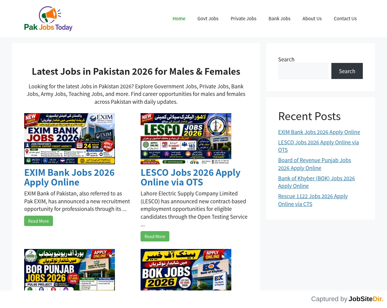 PakJobsToday website screenshot