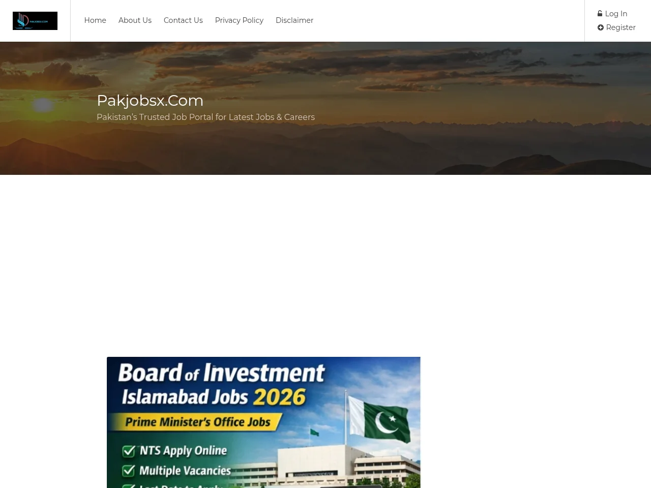PakJobsX job board platform screenshot showing job search interface