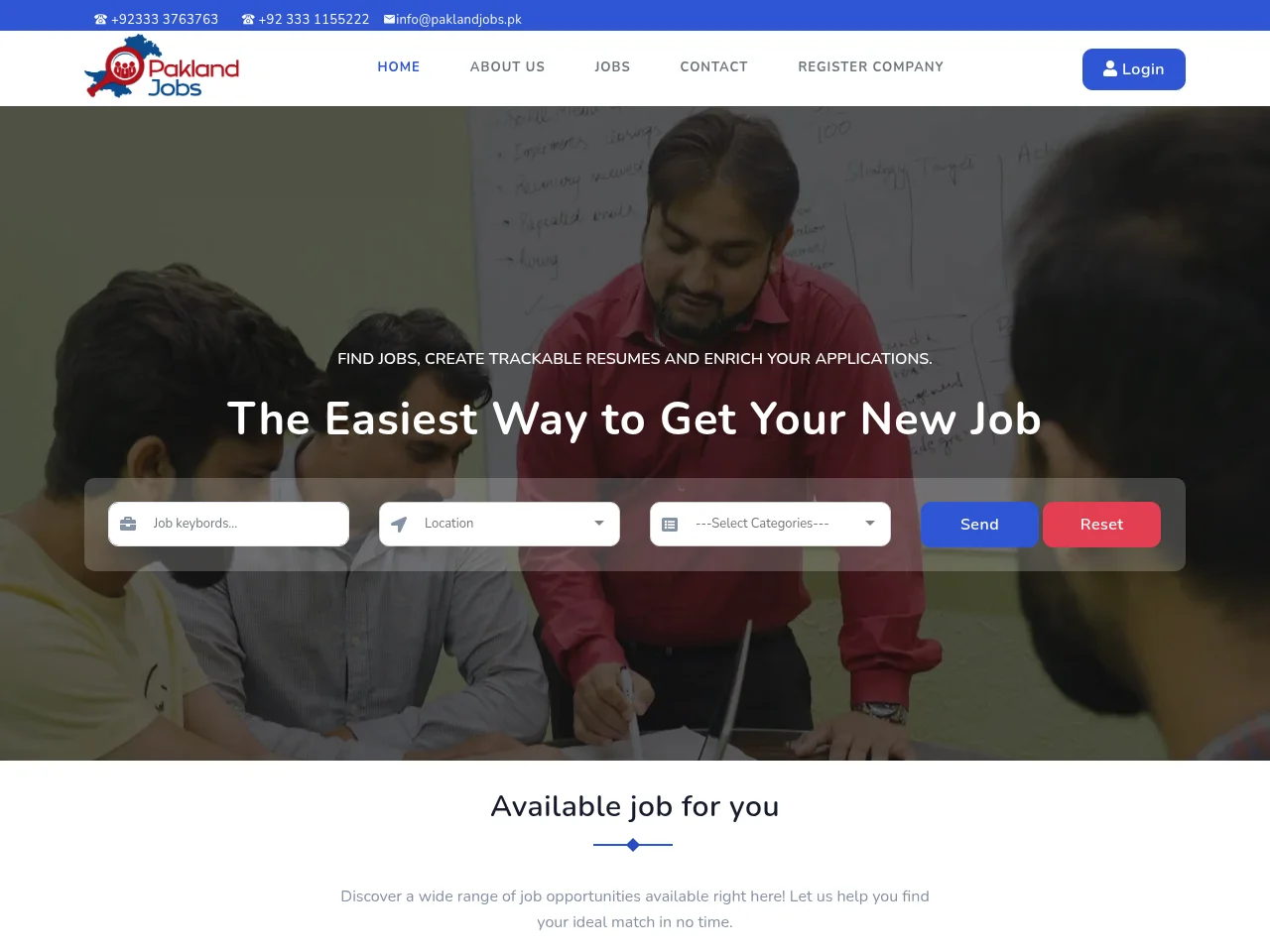 Pakland Jobs screenshot Pakland Jobs job board platform screenshot showing job search interface
