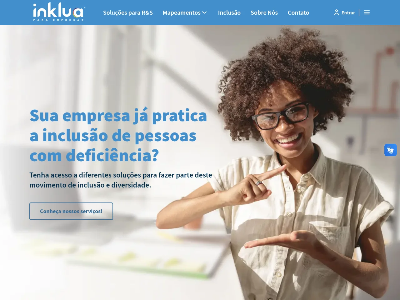 Inklua para Empresas job board platform screenshot showing job search interface
