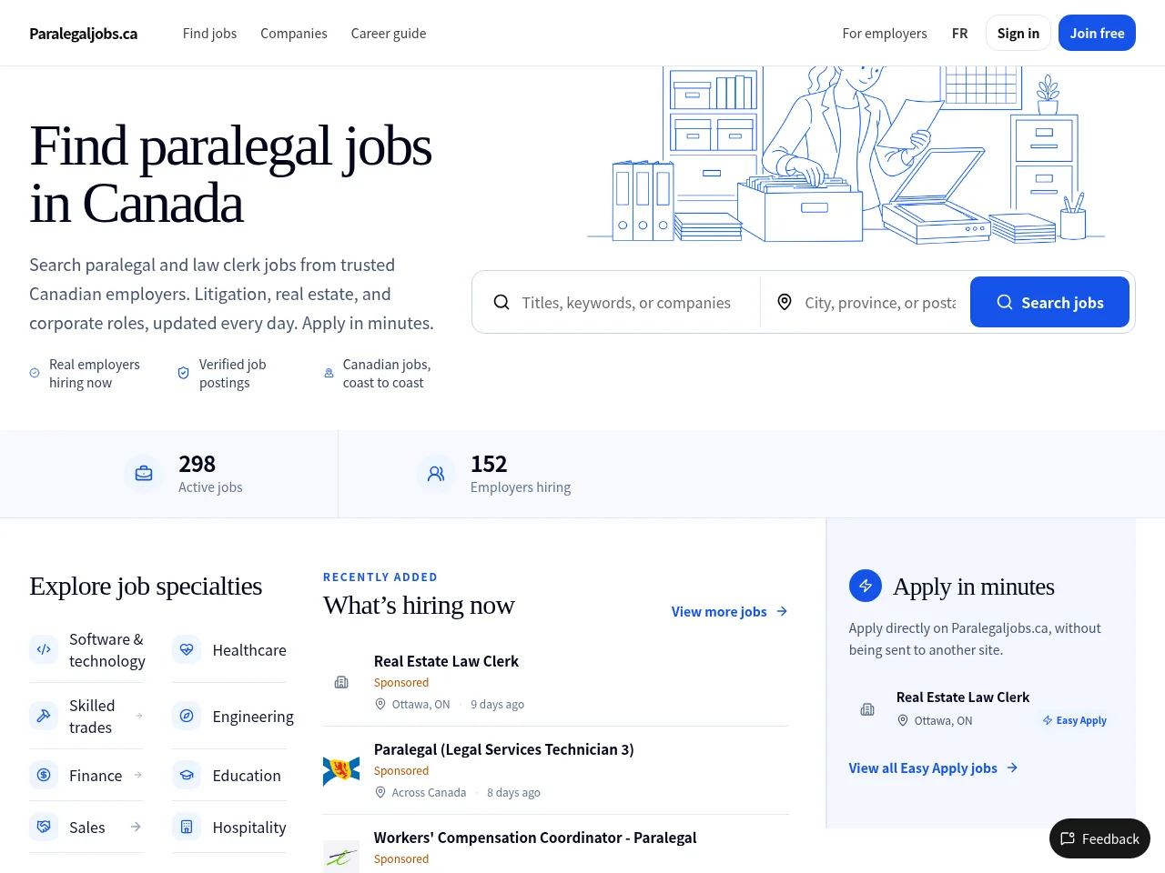 Paralegaljobs.ca screenshot Paralegaljobs.ca job board platform screenshot showing job search interface
