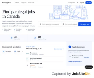 Paralegaljobs.ca platform preview