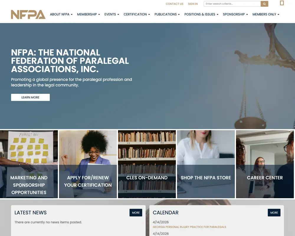 National Federation of Paralegal Associations job board platform screenshot showing job search interface