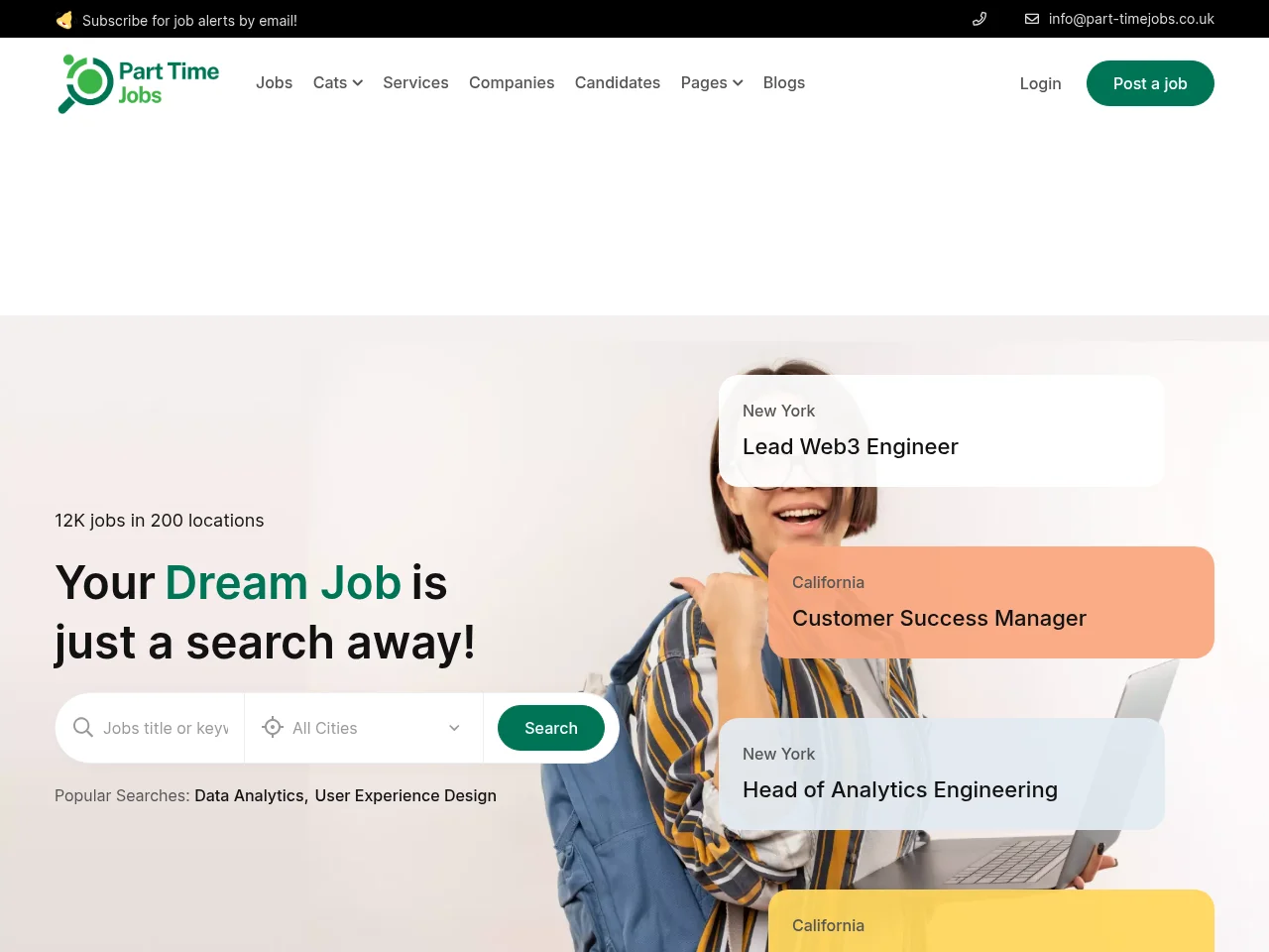 Part Time Jobs screenshot Part Time Jobs job board platform screenshot showing job search interface