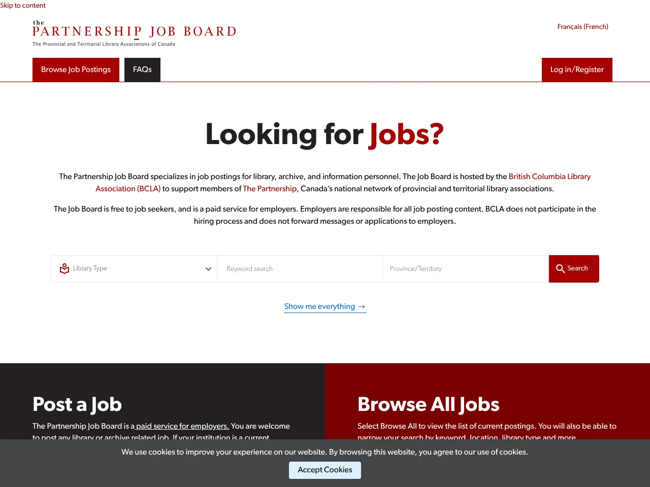 The Partnership Job Board screenshot The Partnership Job Board job board platform screenshot showing job search interface