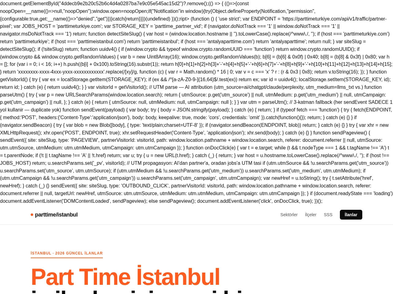 Part Time İstanbul screenshot Part Time İstanbul job board platform screenshot showing job search interface
