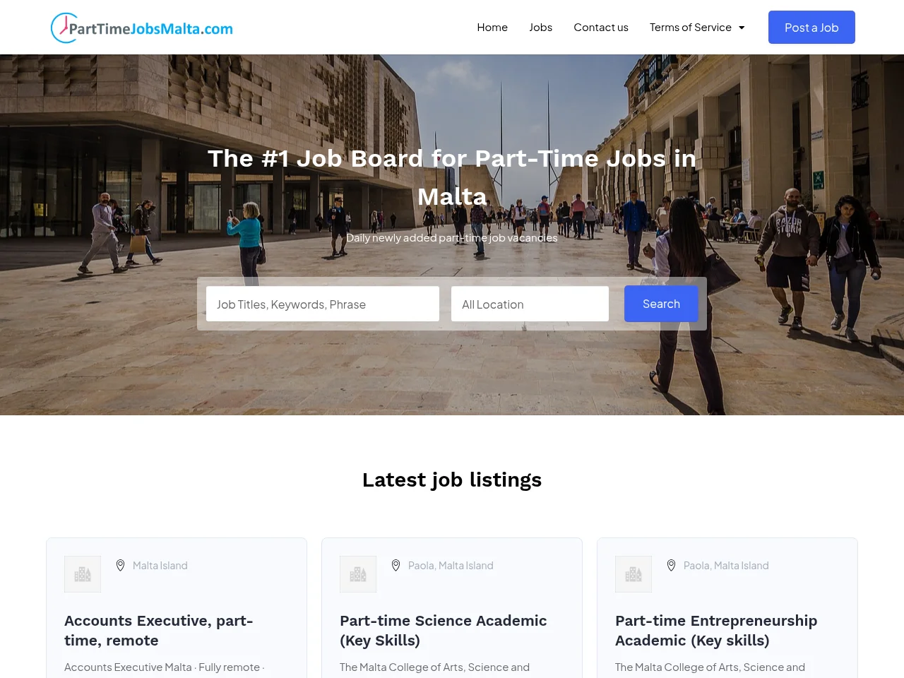 Part Time Jobs Malta screenshot Part Time Jobs Malta job board platform screenshot showing job search interface