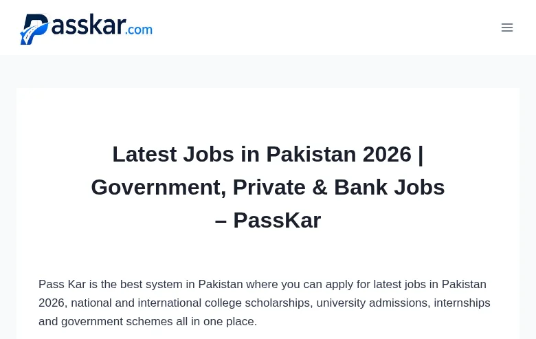 PassKar job board platform screenshot showing job search interface