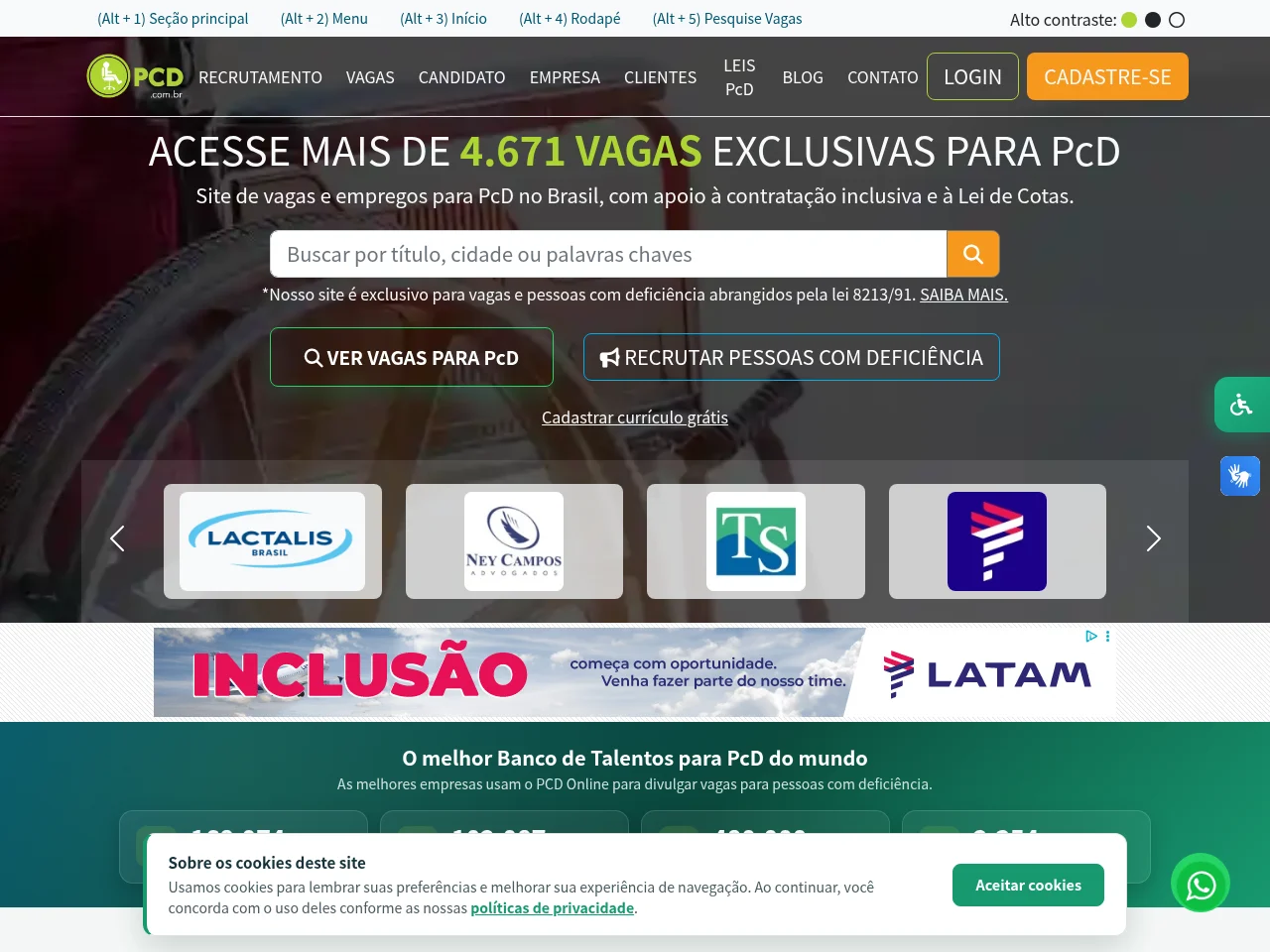 PCD Online job board platform screenshot showing job search interface
