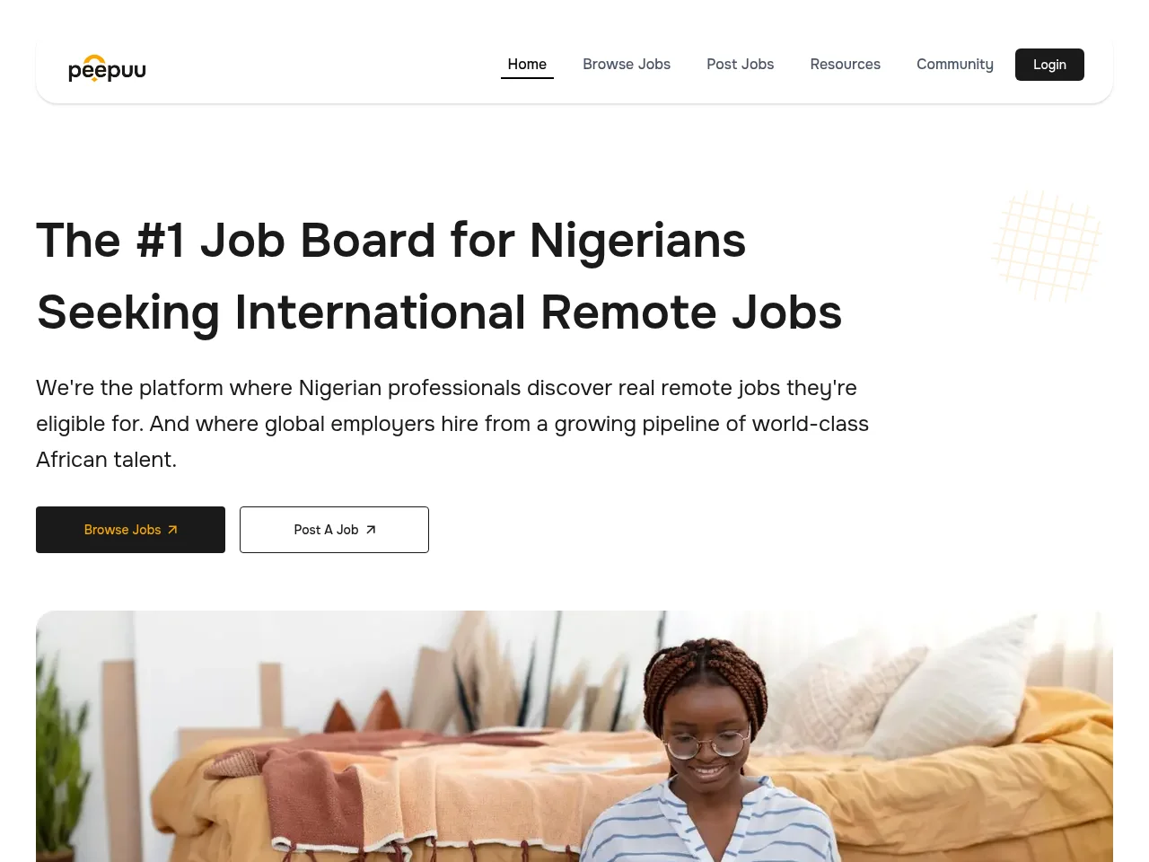 Peepuu job board platform screenshot showing job search interface