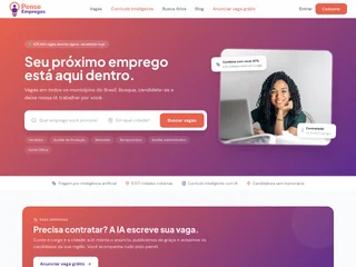 Pense Empregos platform preview Pense Empregos platform preview